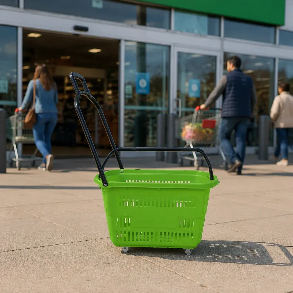 Colourful Plastic Supermarket Shopping Basket