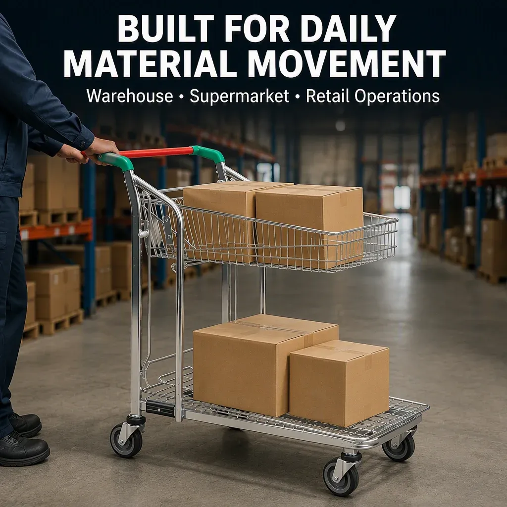 Heavy Duty Metal Warehouse Trolley Industrial Platform detail 1