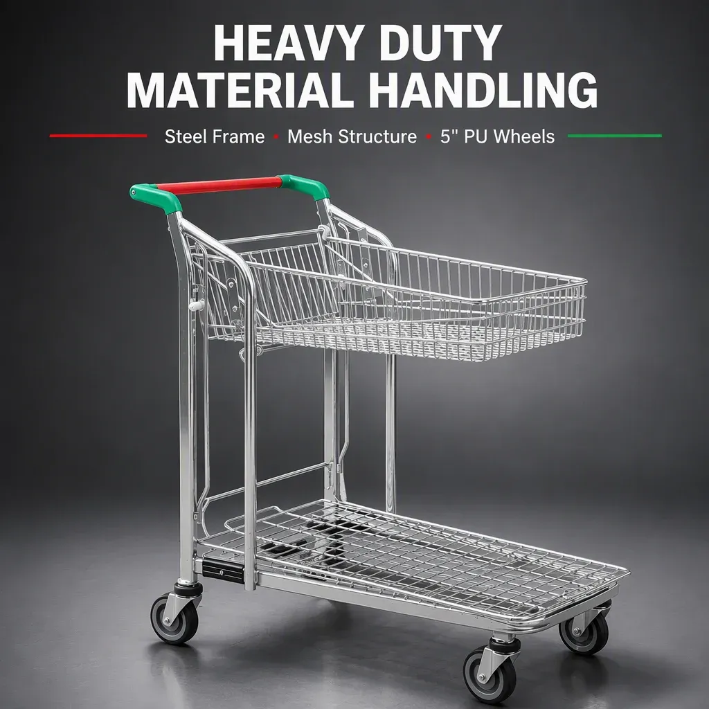 Heavy Duty Metal Warehouse Trolley Industrial Platform detail 2