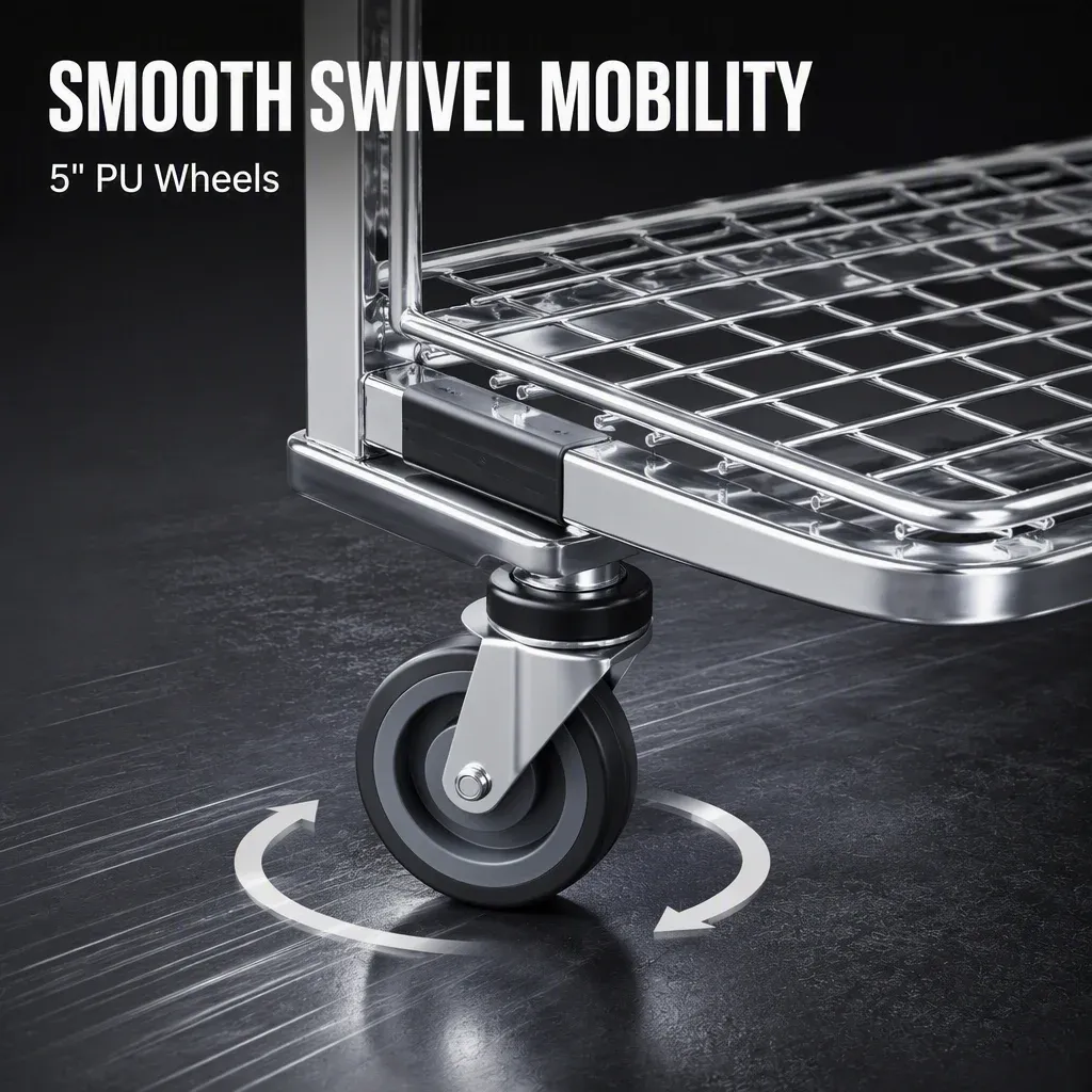 Heavy Duty Metal Warehouse Trolley Industrial Platform detail 3