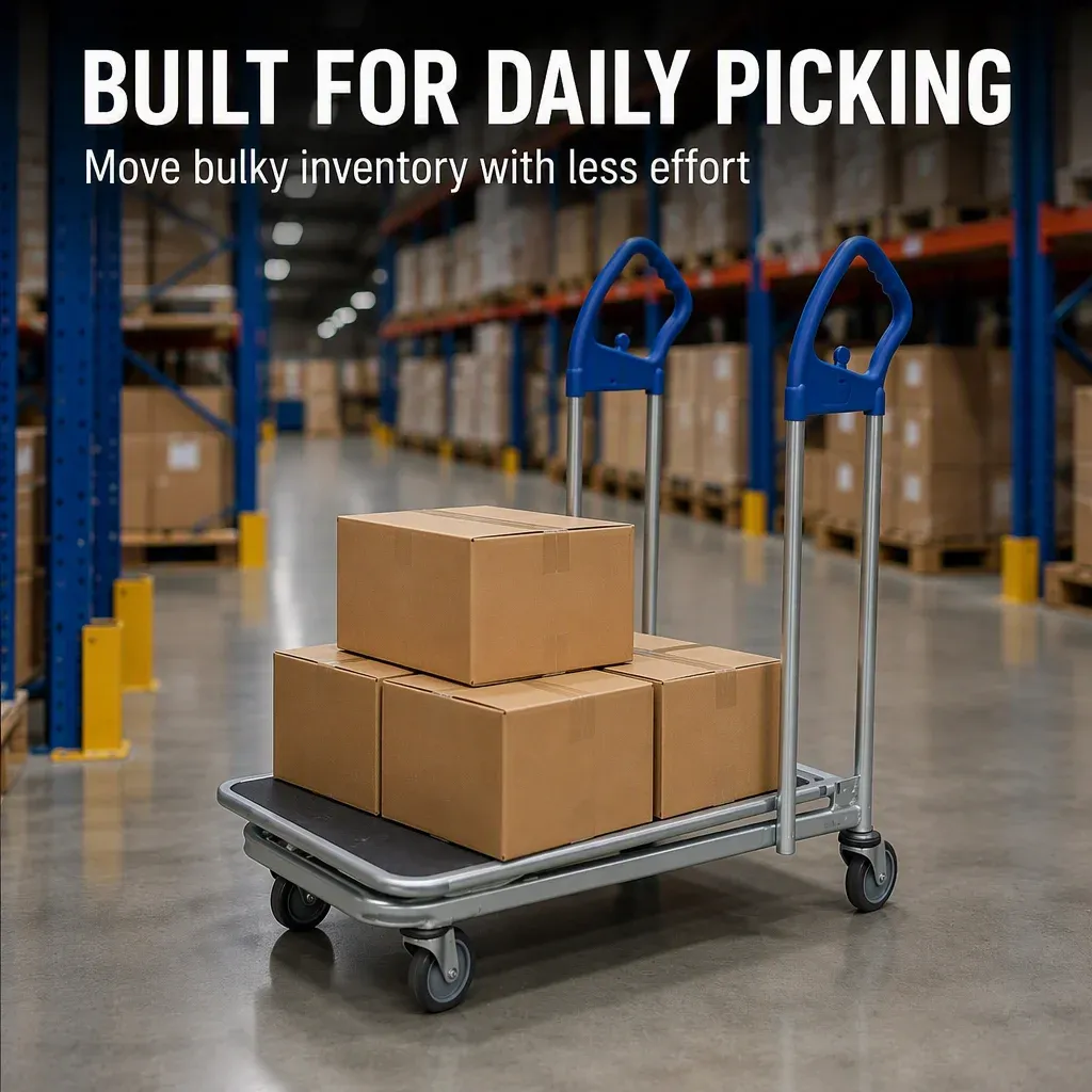 Heavy Duty Warehouse Picking Cart Metal Storage Trolley detail 1