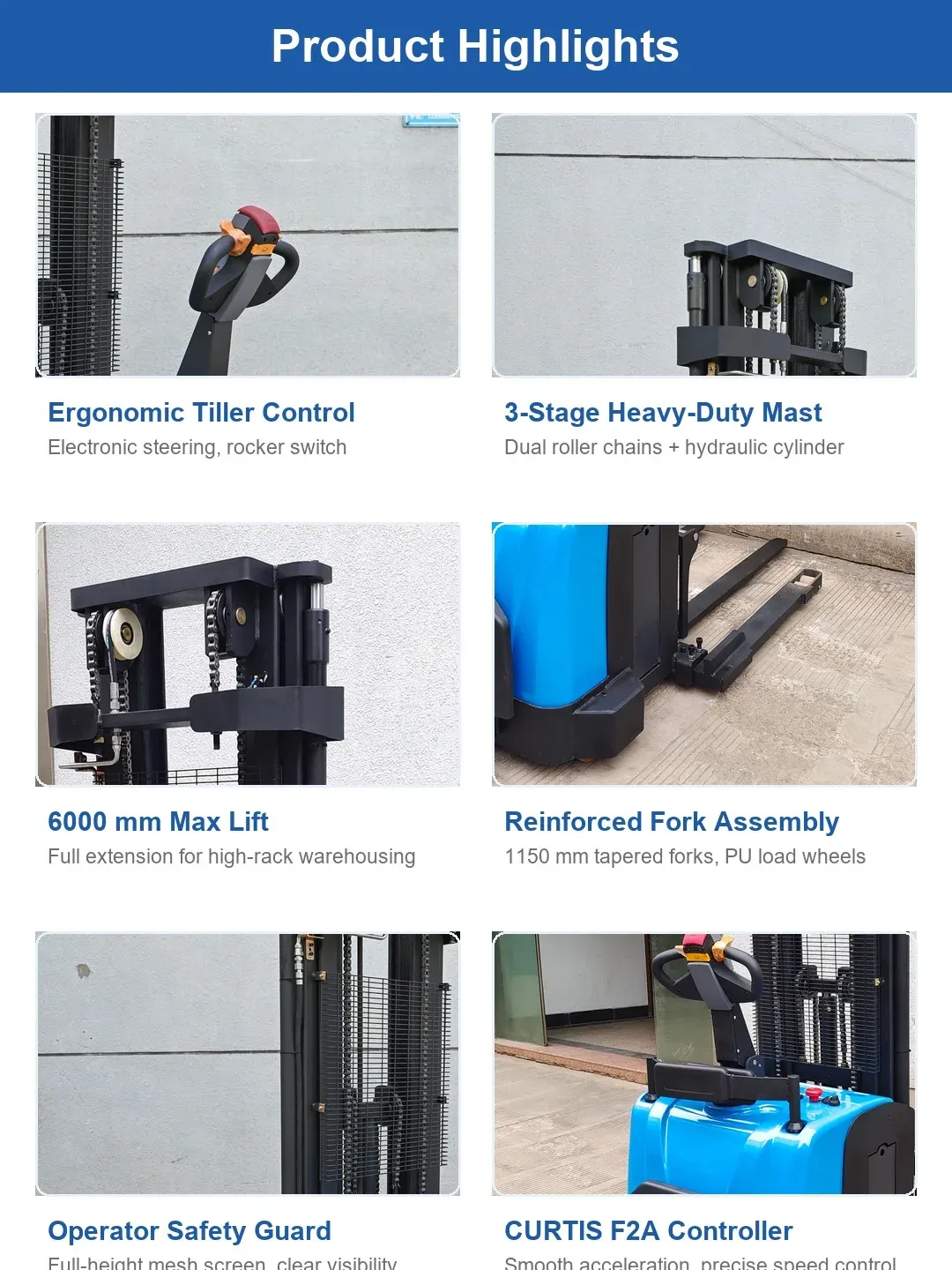 ELES-20H Narrow Leg Rider on Electric Stacker 2000 kg detail 5