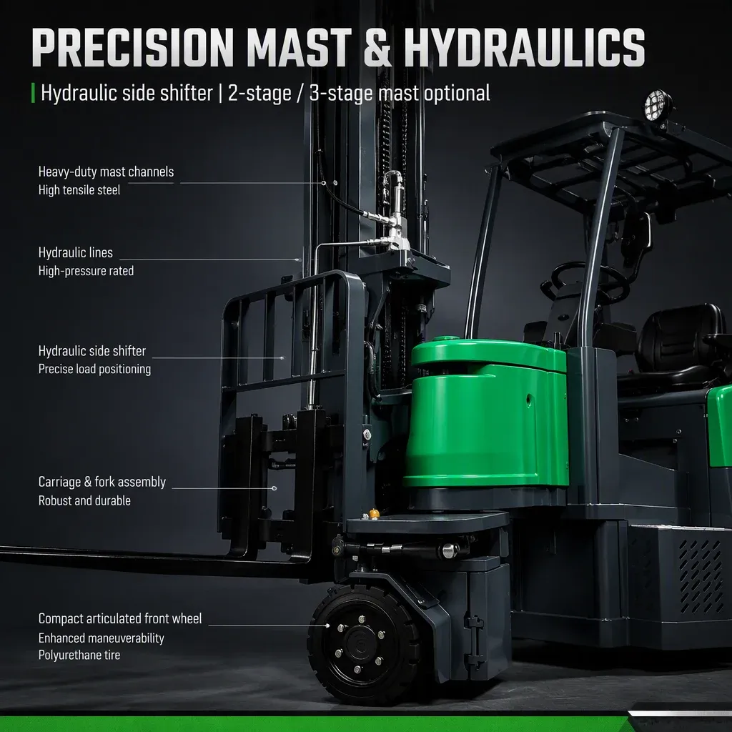 2 Ton 3 Ton Narrow Aisle Electric Articulated Forklift detail 3