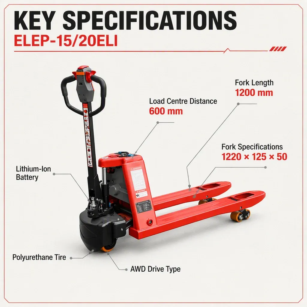 ELEP-15/20ELI Full Electric Pallet Truck Lithium Battery detail 4
