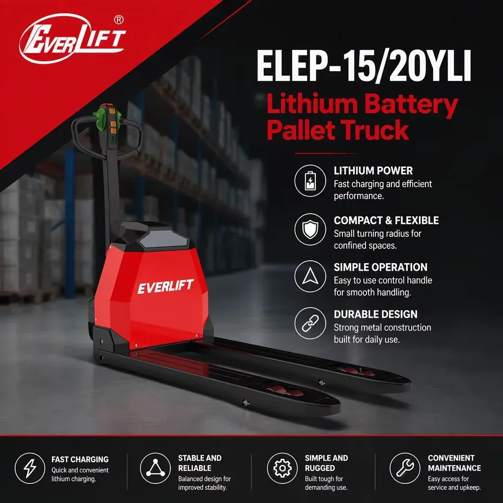 DC15/20 Full Electric Pallet Truck Lithium Battery Pallet