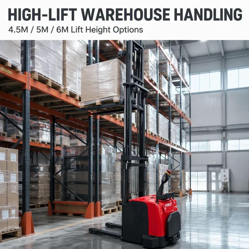 4.5M 5M 6M Heavy Duty Rider Electric Stacker 1.5t 2t 3t detail 1
