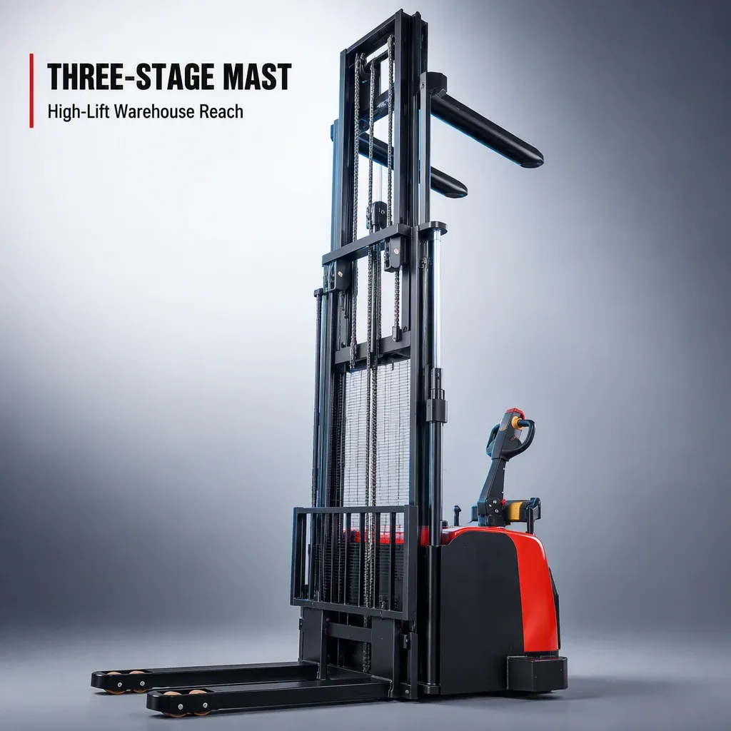4.5M 5M 6M Heavy Duty Rider Electric Stacker 1.5t 2t 3t detail 6