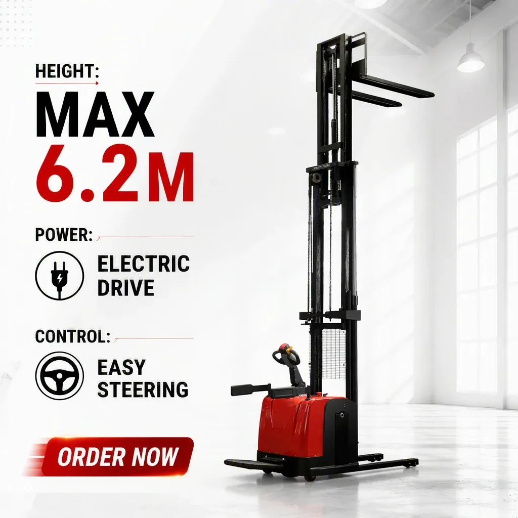 4.5M 5M 6M Heavy Duty Rider Electric Stacker 1.5t 2t 3t