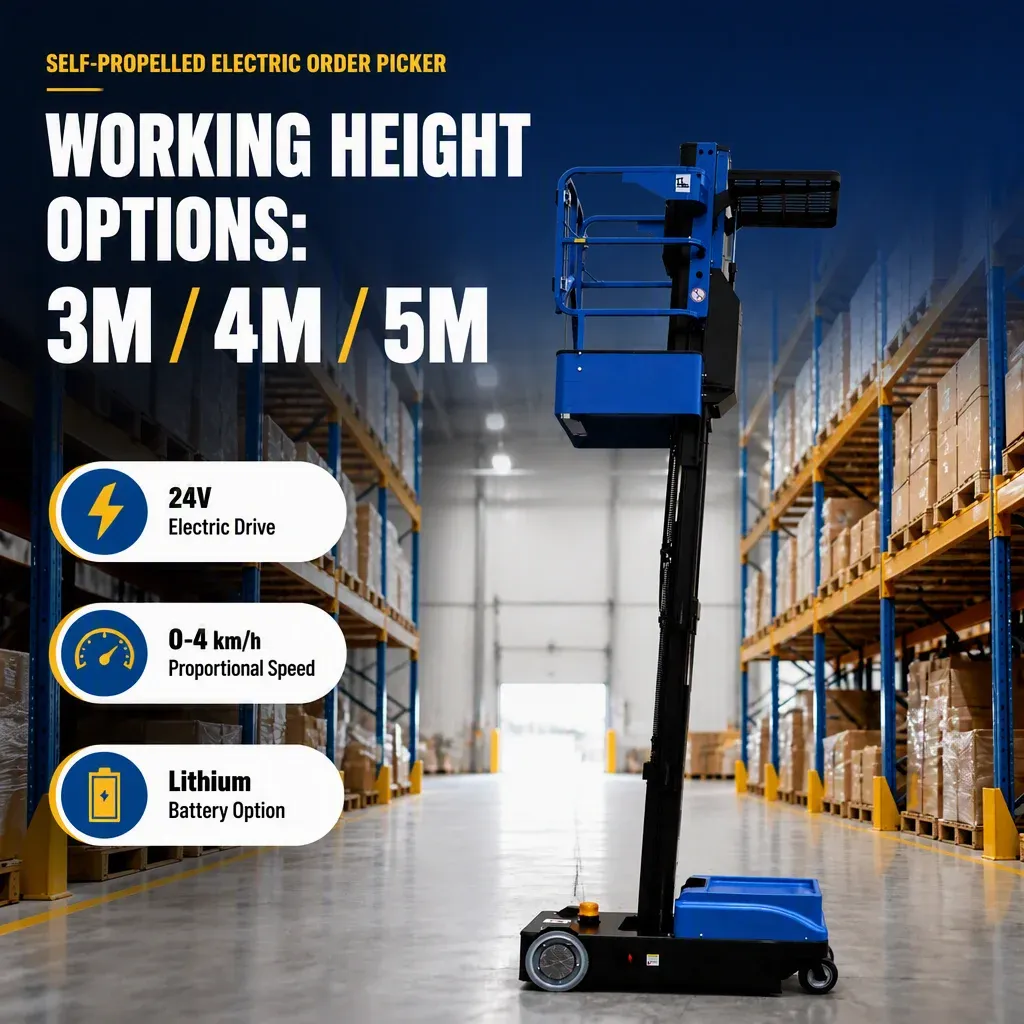Order Picker Electric 3m 4m 5m Working Height Narrow Lift detail 1