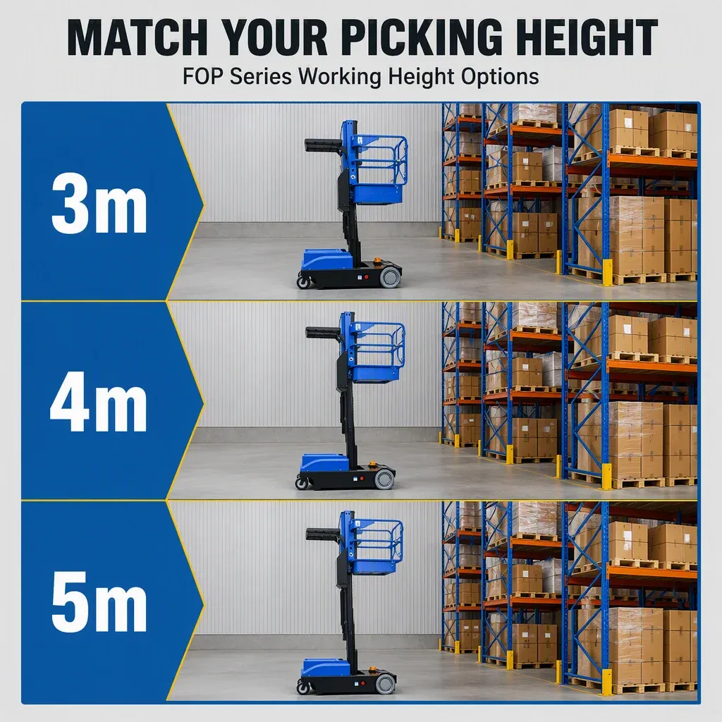 Order Picker Electric 3m 4m 5m Working Height Narrow Lift detail 3