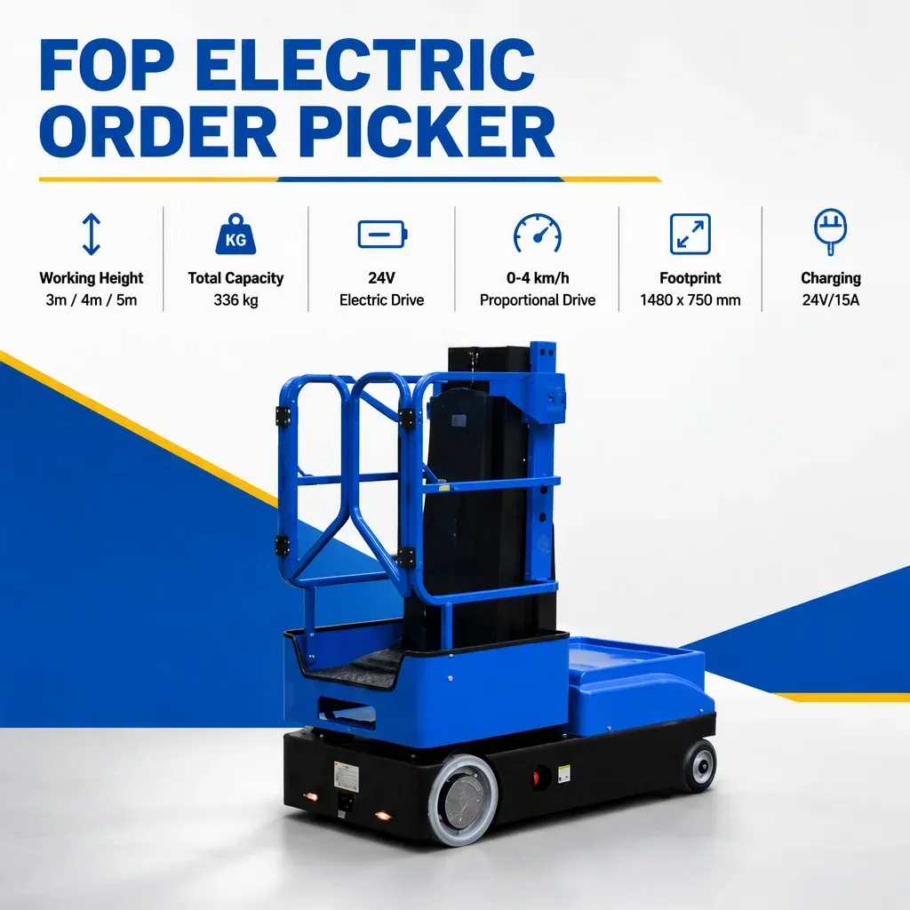 Order Picker Electric 3m 4m 5m Working Height Narrow Lift detail 4