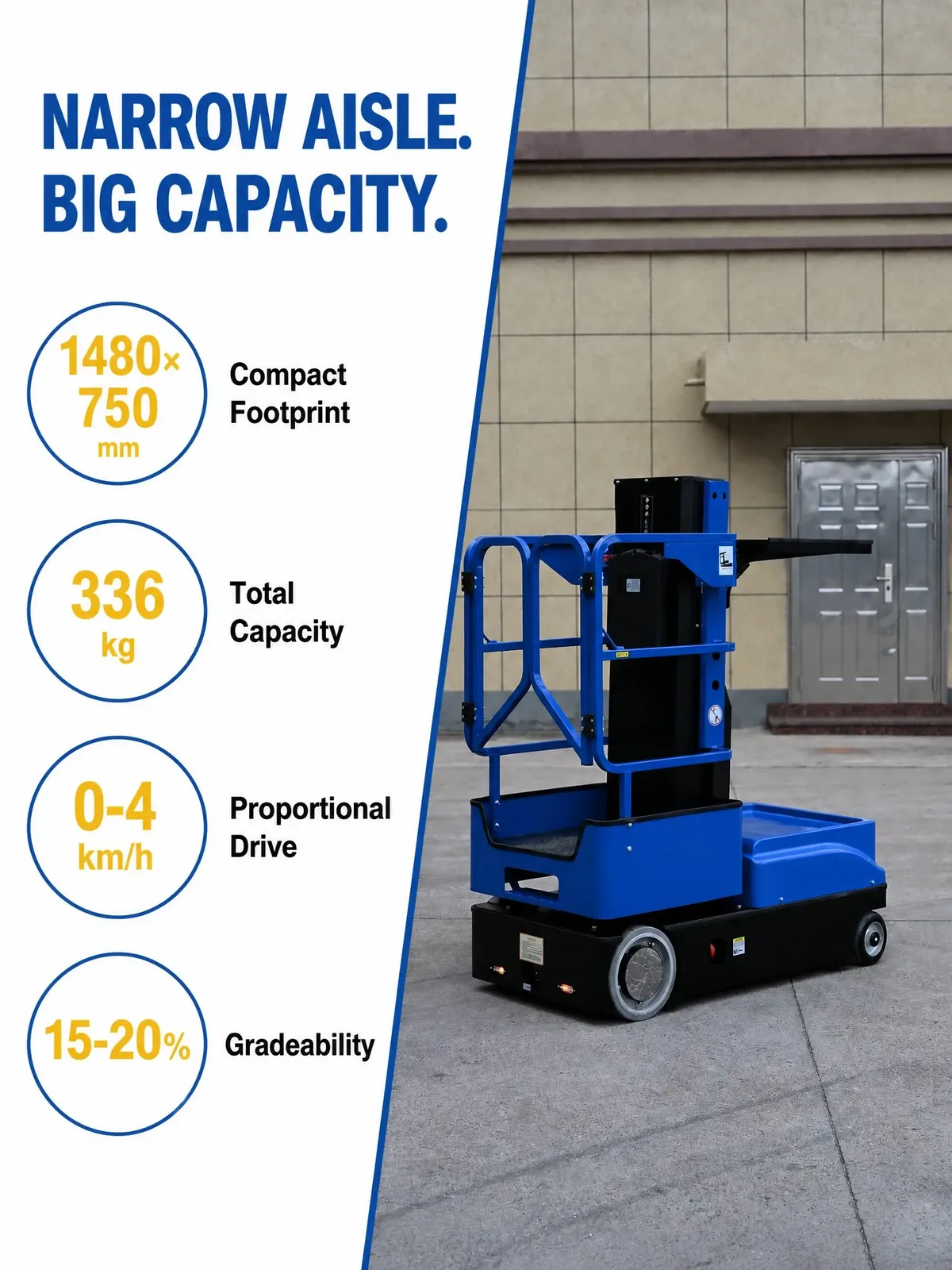 Order Picker Electric 3m 4m 5m Working Height Narrow Lift photo 3